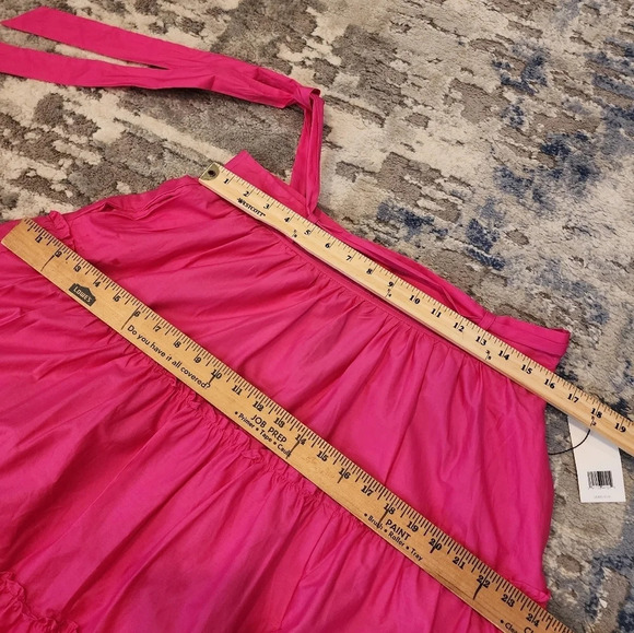 NWT Jason Wu pink cotton teired ruffle belted maxi skirt. Front slit. Large - Picture 14 of 16